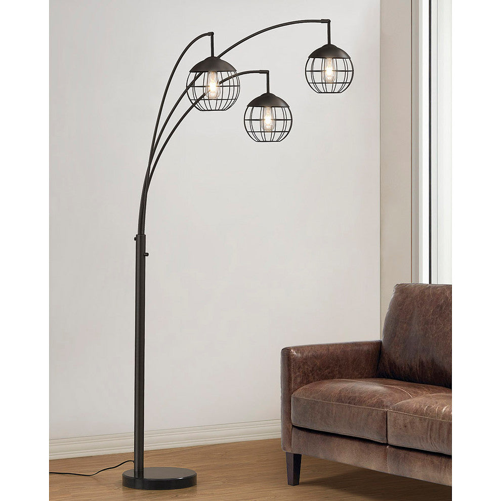 Metro 3-Light LED Vintage Dimmable Arch Floor Lamp, Dark Bronze