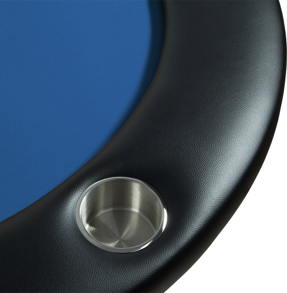 Aces Pro Folding Poker Table, 10 Players, 96" Oval, Blue Velveteen