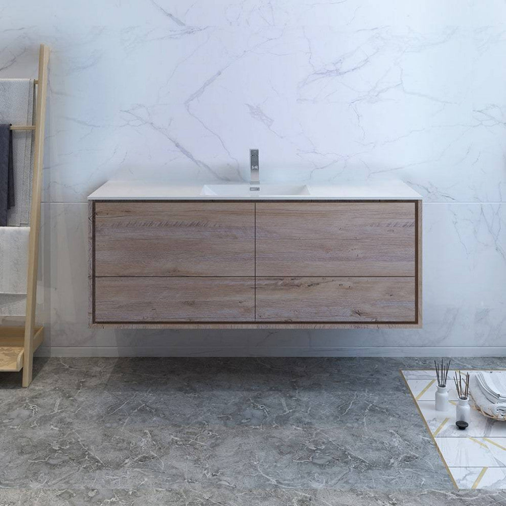 Fresca FCB9260RNW-S-I Catania 60" Rustic Natural Wood Cabinet With 1-Sink