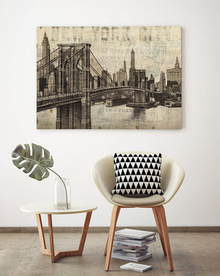 "Vintage Brooklyn Bridge" Museum Mounted Canvas Print, 32"x24"