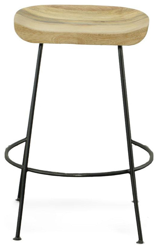 Diya 24.5 Counter Stool - Set of 2 - Natural Seat - Black Base