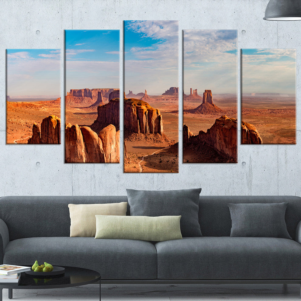 "Monument Valley Aerial Sky View" Landscape Print Wall Art, 5 Panels, 60"x32"