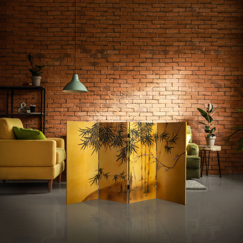 3' Tall Double Sided Bamboo Tree Canvas Room Divider