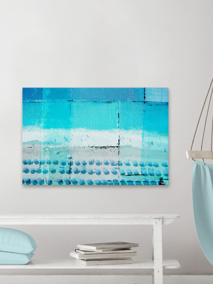"Umbrella Haze" Painting Print on Wrapped Canvas, 18"x12"