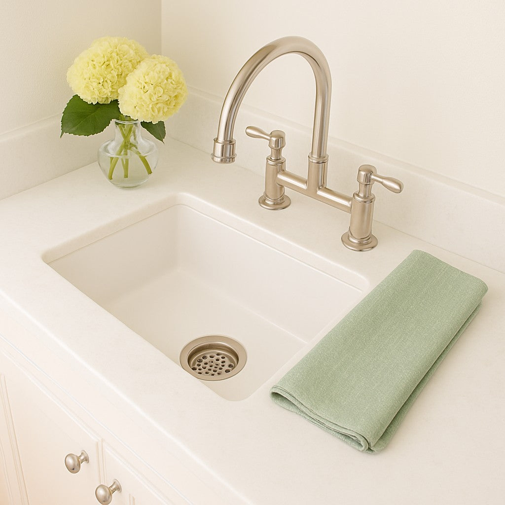 Eden Crisp White Fireclay 23" Single Bowl Undermount Kitchen Sink