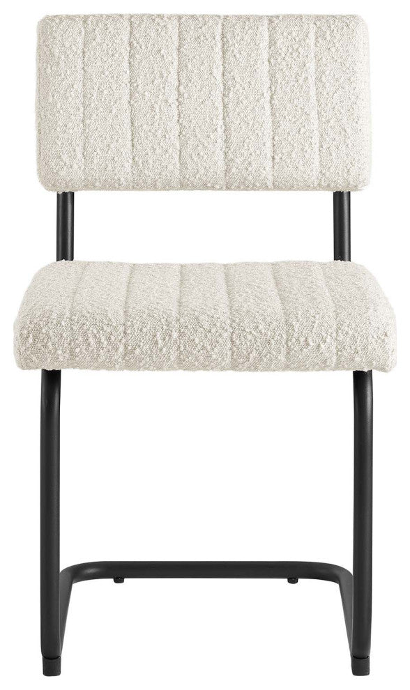 Parity Boucle Dining Side Chairs, Set of 2, Black Ivory