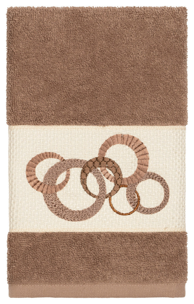 Linum Home Textiles Annabelle Embellished, Latte, Hand Towel, 4-Piece Set