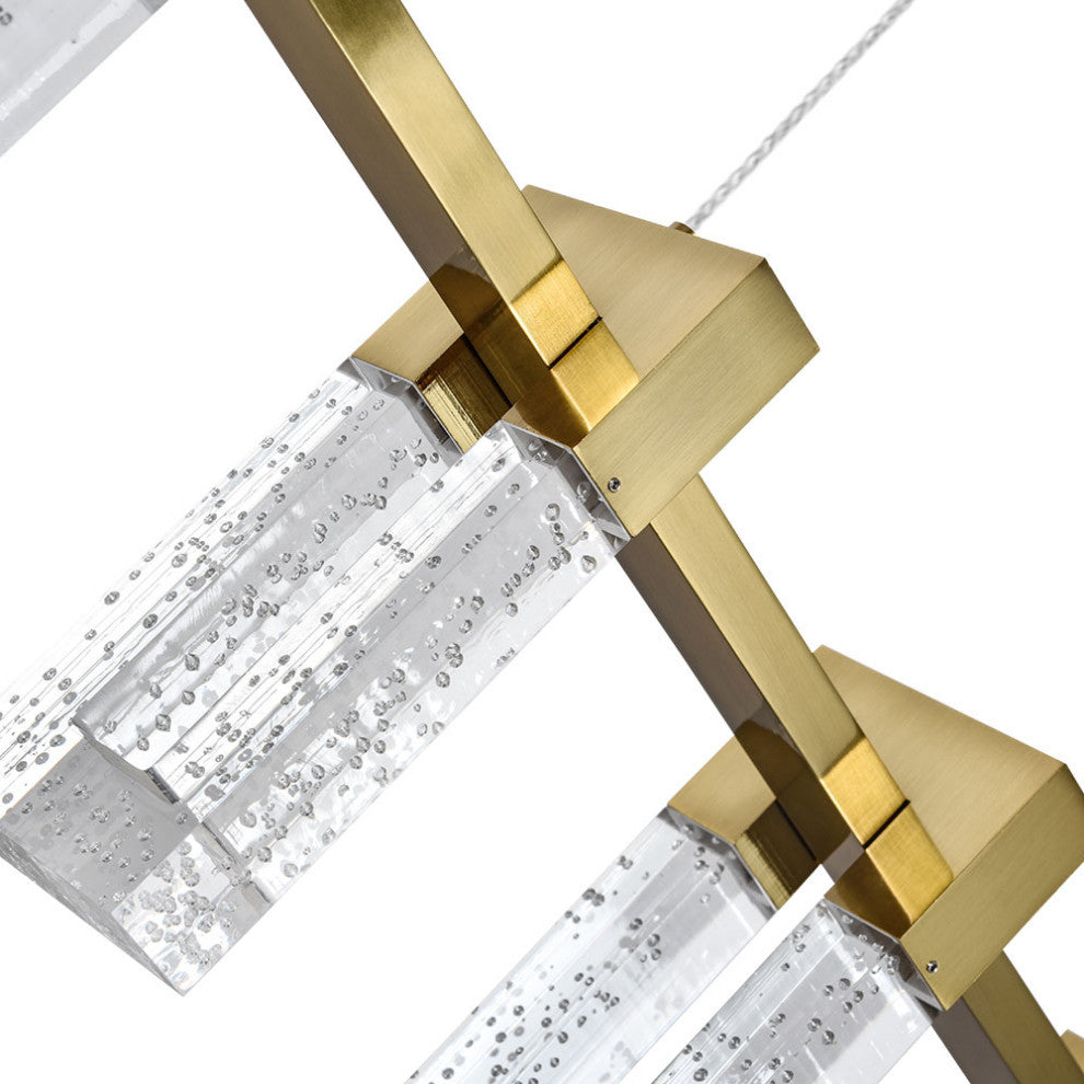 Sorrento 40" Linear ETL Certified Integrated LED Chandelier, Antique Brass