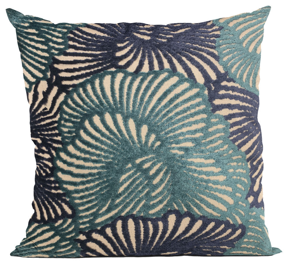 Plutus Blue Plush Damask Luxury Throw Pillow, 18"x18"