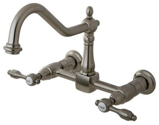 Kingston Brass Wall Mount Bridge Kitchen Faucet, Brushed Nickel