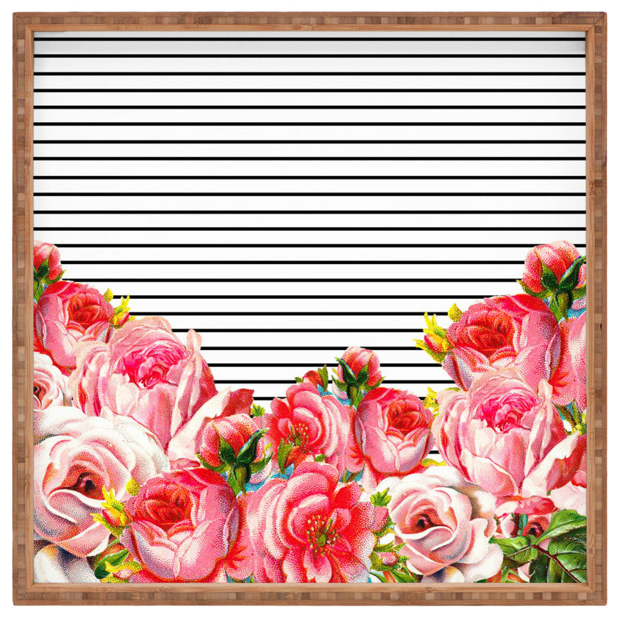 Deny Designs Allyson Johnson Bold Floral And Stripes Square Tray