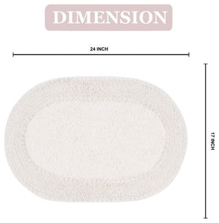 Double Ruffle Collection Bath Rugs Set, 17x24 Rectangle, Ivory