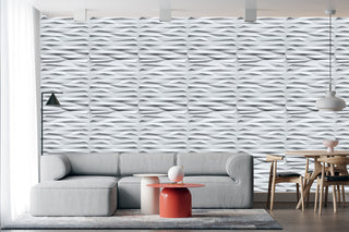 White Wave Board 3D Wall Panels, Set of 10, Covers 26.9 Sq Ft