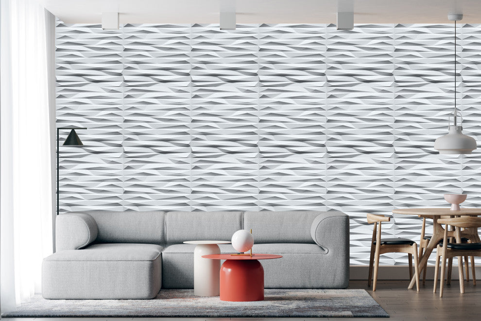 White Wave Board 3D Wall Panels, Set of 10, Covers 26.9 Sq Ft