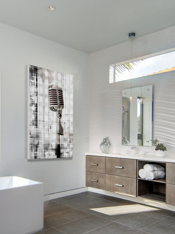 "Mic" Painting Print on White Wood, 30"x45"