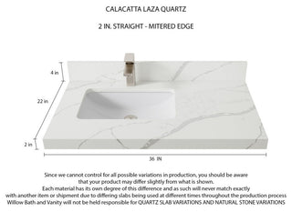 Boston 36 Left Offset Bath Vanity in Evergreen 2" Calacatta Laza