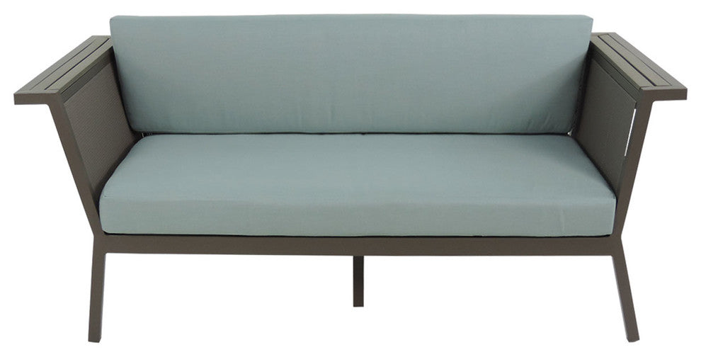 Riviera Geo Loveseat With Sunbrella Fabric cushions, Canvas Black