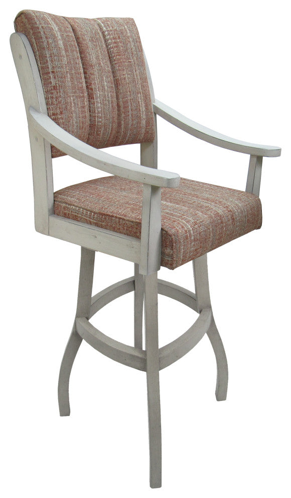 Swivel Counter Wood Bar Stool Casa on S-Base, Watusi Madder - Antigue White, 26"