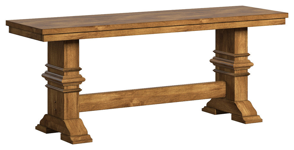 Arbor Hill Two-Tone Trestle Base Dining Bench, Oak