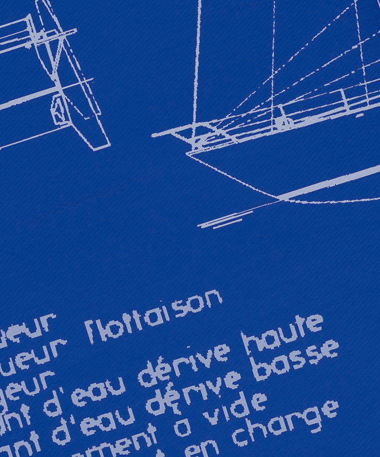 19"x19" Sail Plan Trio, Geometric Print Napkins, Set of 4, Blue Print Blue