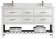 Parker 60 Double Sink Bathroom Vanity in White 2" Calacatta Nuvo