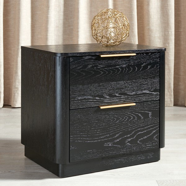 Safavieh Couture Gabrietta 2 Drawer Nightstand Black / Gold