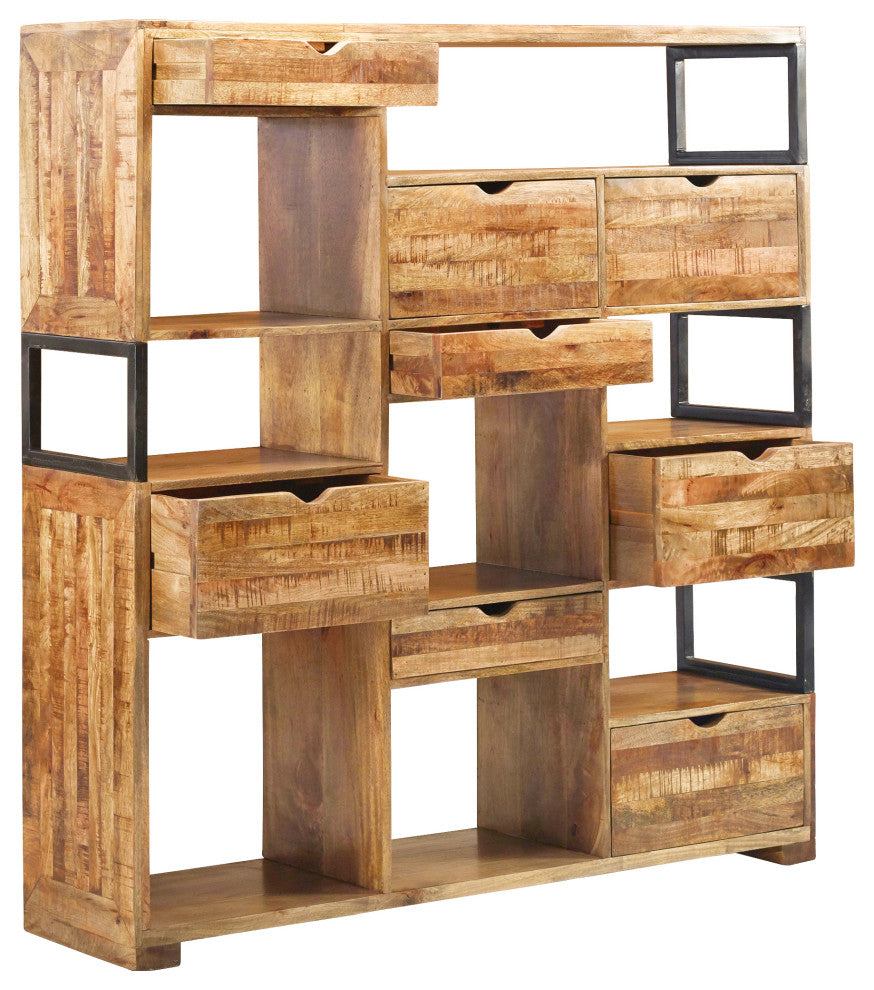 57" Square Bookshelf Standing Cabinet 8 Drawer 8 Shelves Display Office Cabinet