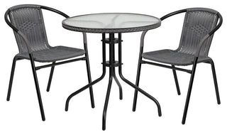 28RD Gray Table Set w/Rattan