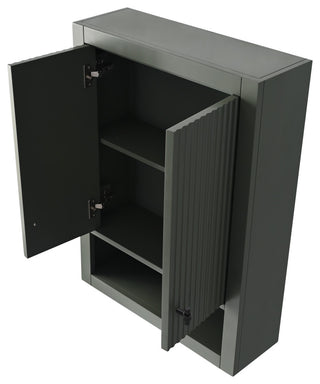 Vanity Art 24" Wall Mounted Bathroom Storage Cabinet, Linear Vintage Green, Matte Black Handle