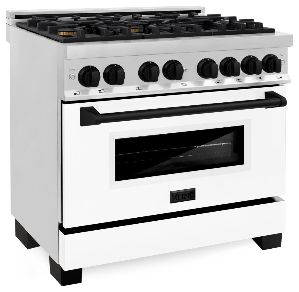ZLINE 36" Dual Fuel Range, Stainless With White Matte Door RAZ-WM-36-MB