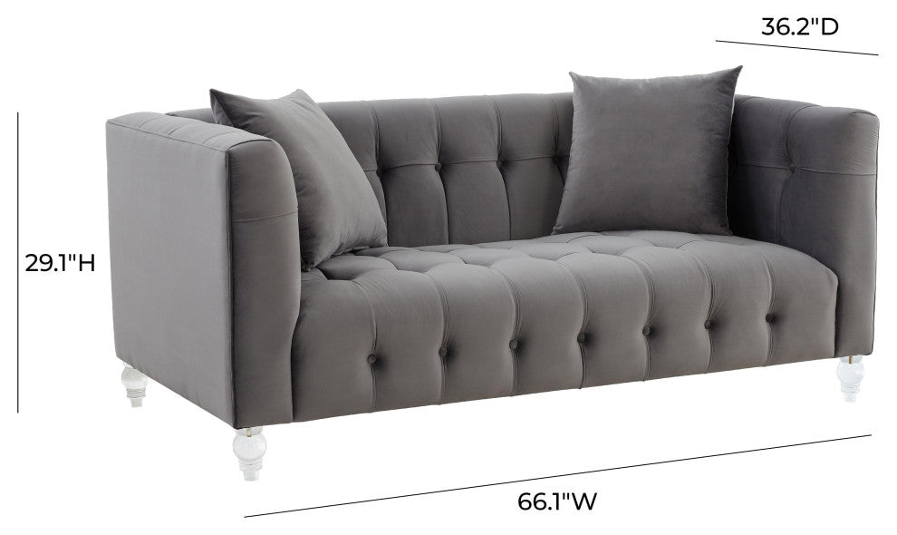 Bea Gray Velvet Loveseat