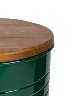 Farmhouse Metal With Solid Wood Seat Storage Stool, Set of 2, Hunter Green