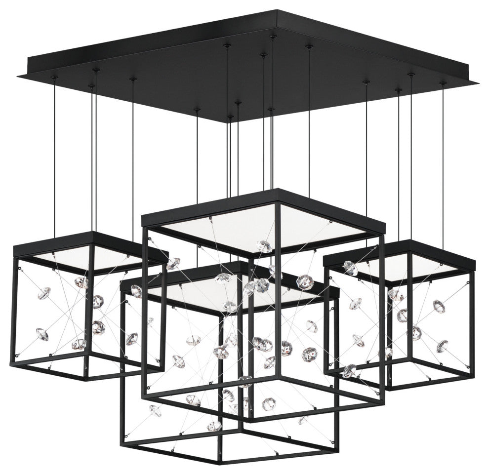 ET2 E21254-20 Entanglement 28"W LED Crystal Abstract Chandelier - Black