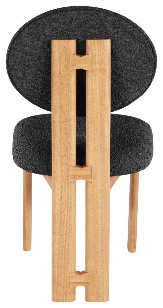 Napa Boucle Fabric Dining Chair, Set of 2, Black, Natural Finish