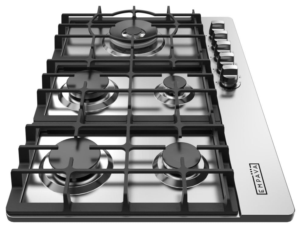 30-in Built-in Gas Cooktop with 5 Sealed Burners - LPG Convertible in Stainless