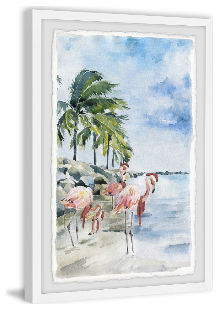 "Pink Flamingo Flock" Framed Painting Print, 8x12