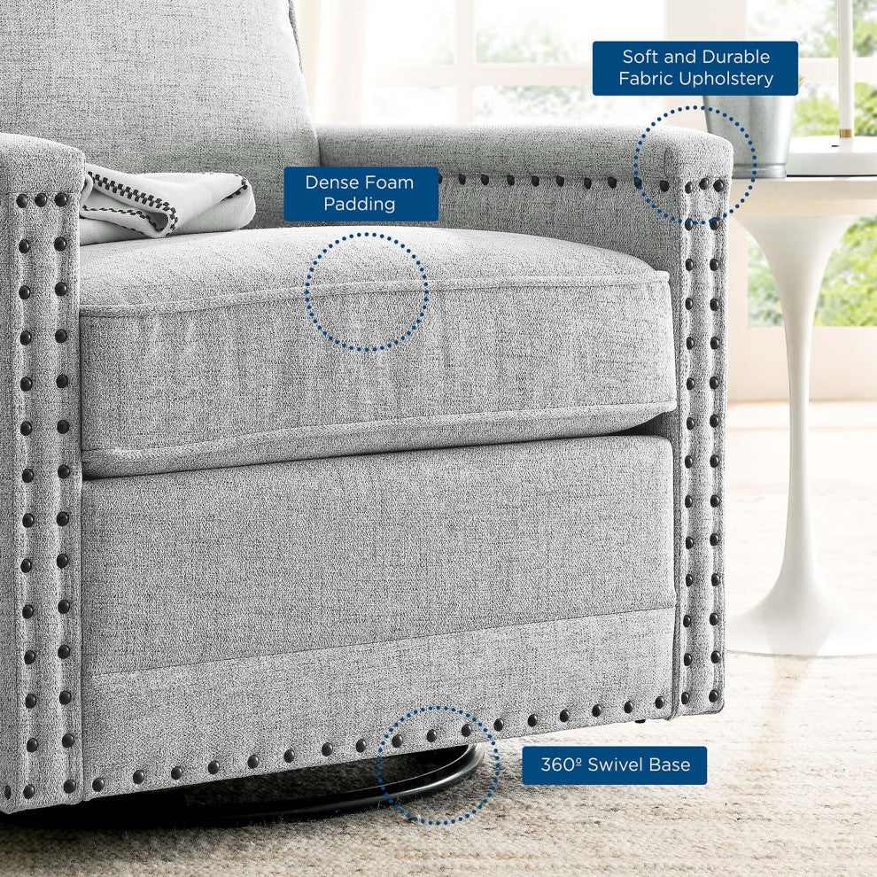 Armchair Accent Swivel Chair, Fabric, Gray, Modern, Lounge Hospitality