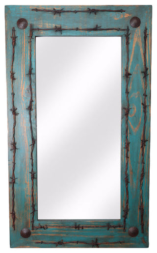 Old Ranch Rustic Mirror, Turquoise