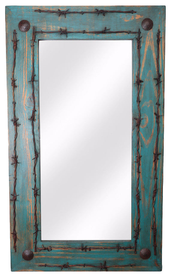 Old Ranch Rustic Mirror, Turquoise