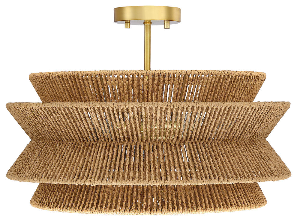 Semi-Flush Mount Ceiling Light, Brown, 20'''' Wide