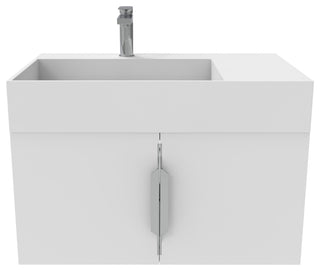 CastelloUSA Amazon 30" Left Wall Mounted Bathroom Vanity Set, White, White Top, Brushed Nickel