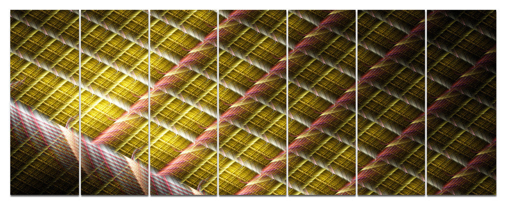Brown Metal Protective Grids, Abstract Wall Art Canvas, 83"x32", 7 Panels