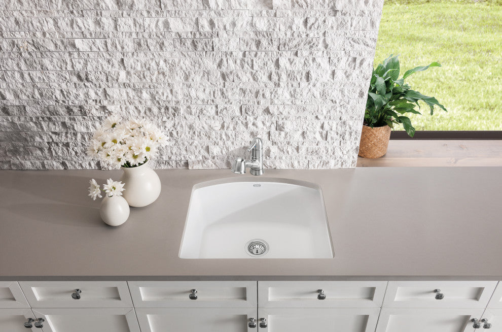 Blanco 440175 20.8"x24" Granite Single Undermount Kitchen Sink, White