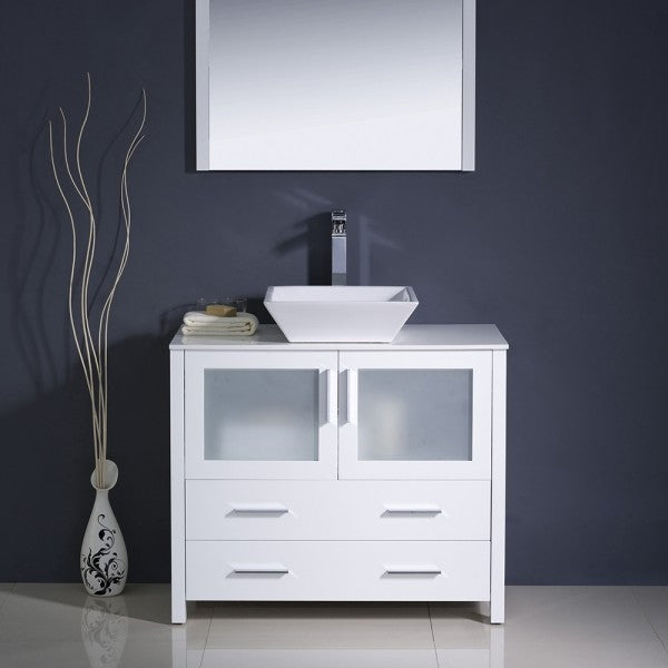 Fresca Torino 36" White Modern Bathroom Vanity With Vessel Sink