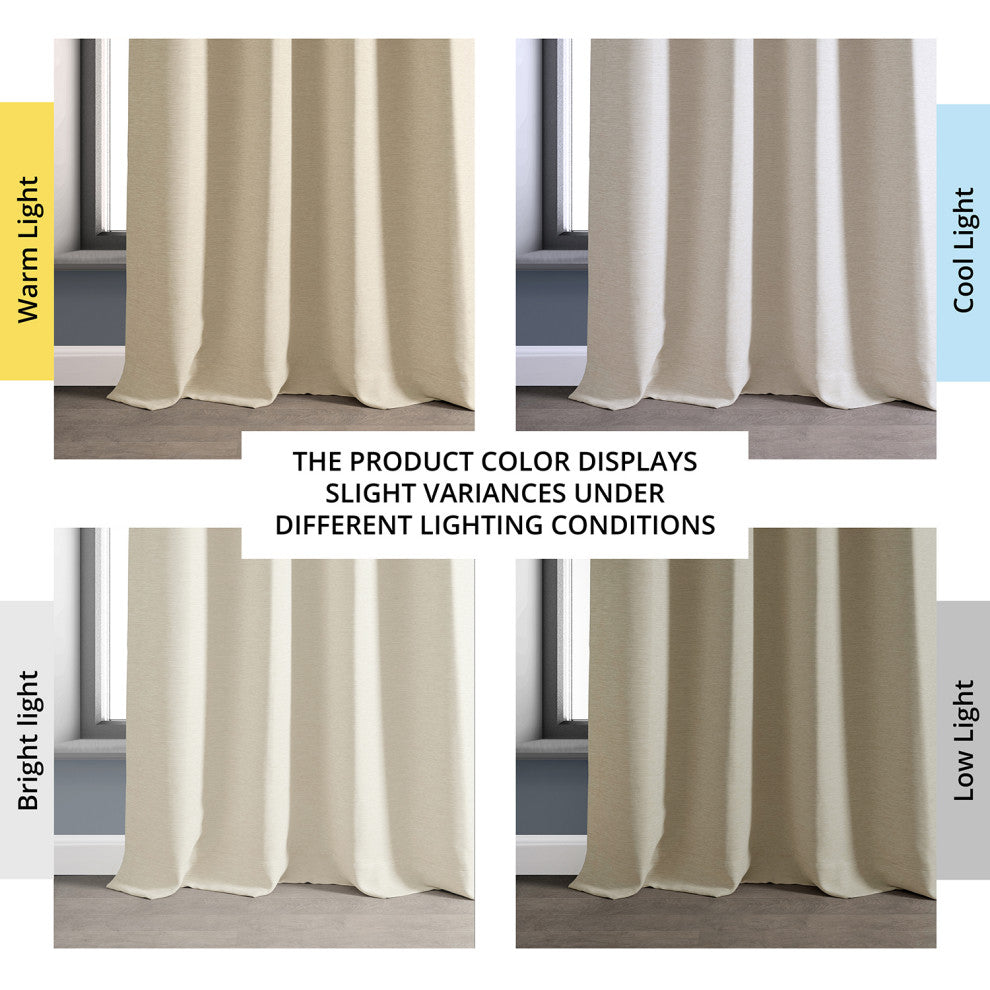 Oat Cream Bellino Grommet Blackout Room Darkening Curtain Single Panel, 50"x108"