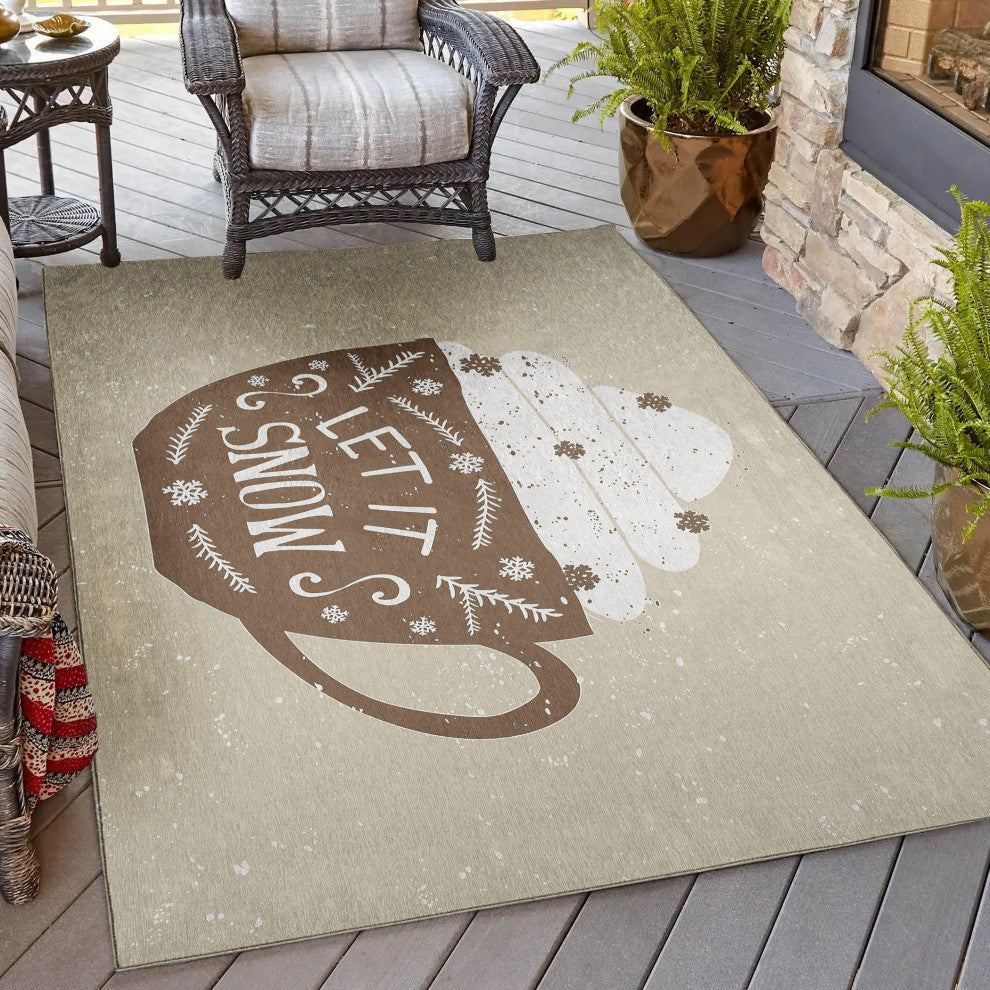 Indoor/Outdoor Wonderland WN7 Beige Machine Washable 5' x 7'6" Rug