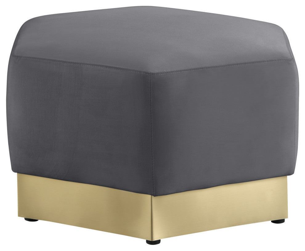 Marquis Velvet Upholstered Set, Gray, Ottoman