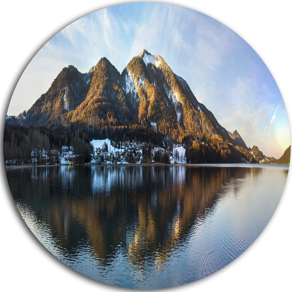 Fuschlsee In The Salzkammergut, Seascape Round Metal Wall Art, 11"