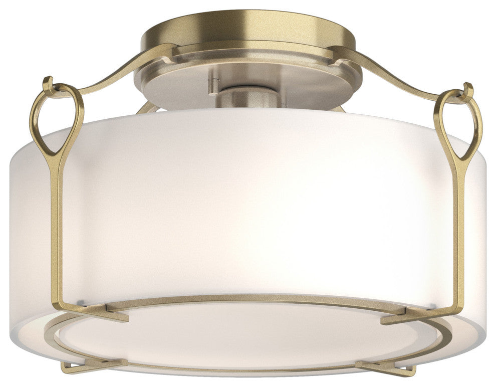 Bow Medium Semi-Flush, Modern Brass, Opal Glass