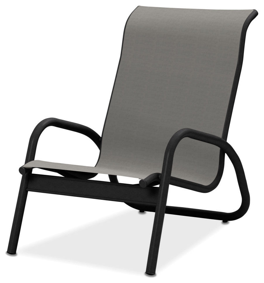 Gardenella Sling Stacking Poolside Chair, Textured Black, Alloy